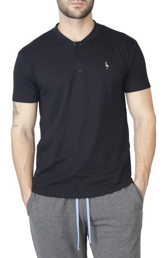 Shop Tailorbyrd Short Sleeve Henley T-shirt In Black