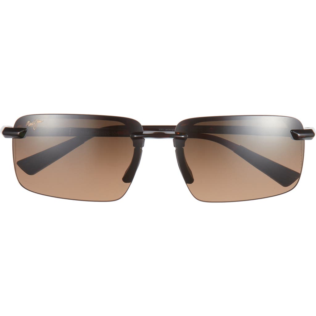 Maui Jim Laulima 61mm Polarizedplus2® Gradient Rectangular Sunglasses In Brown