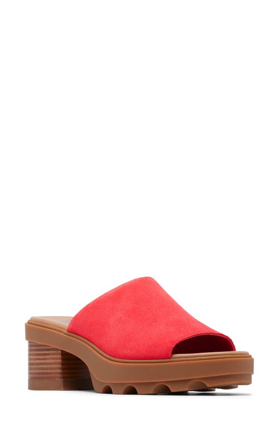Shop Sorel Joanie Platform Slide Sandal In Red Glo/ Gum 2