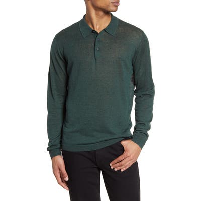 Nordstrom Signature Linen & Silk Polo Sweater, Green
