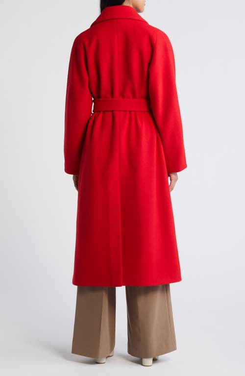 Shop Bernardo Double Breasted Belted Coat In Red