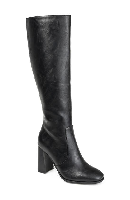 Journee Collection Karima Tall Vegan Leather Block Heel Boot In Black ...