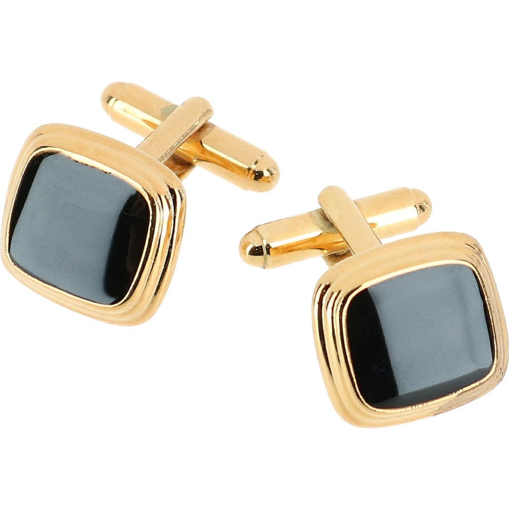 Trafalgar Men's Sutton Black Lacquer Cushion Cufflinks In Gold