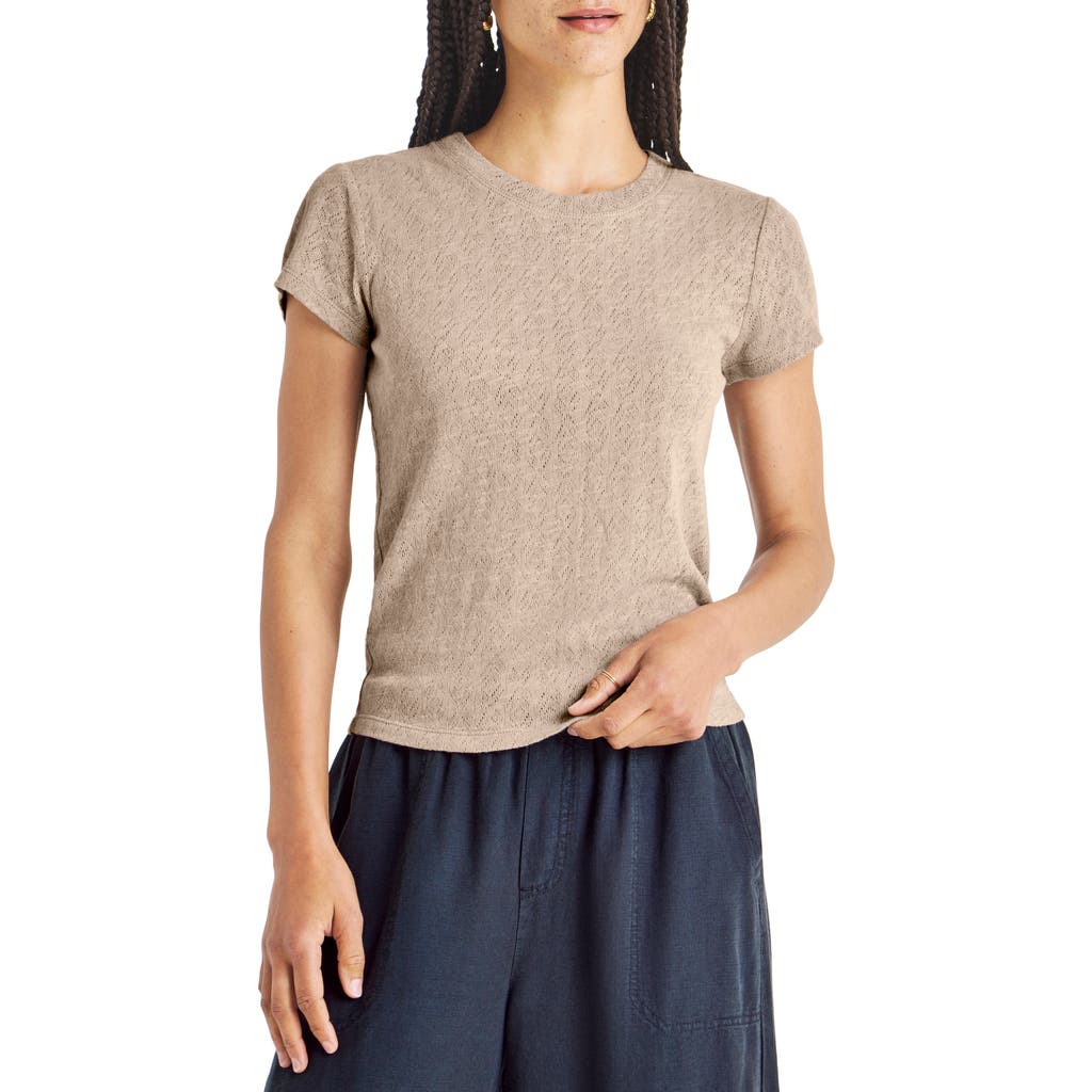 Splendid Montecito Pointelle Cotton T-shirt In Rattan
