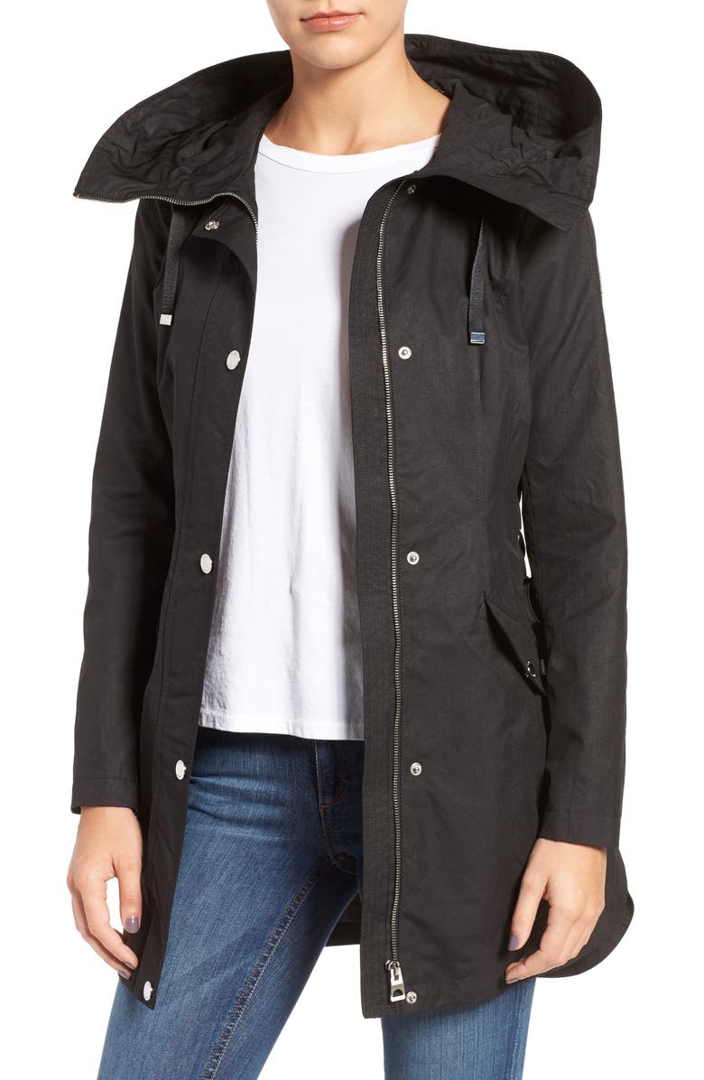GUESS Lace-Up Hooded Utility Coat | Nordstrom