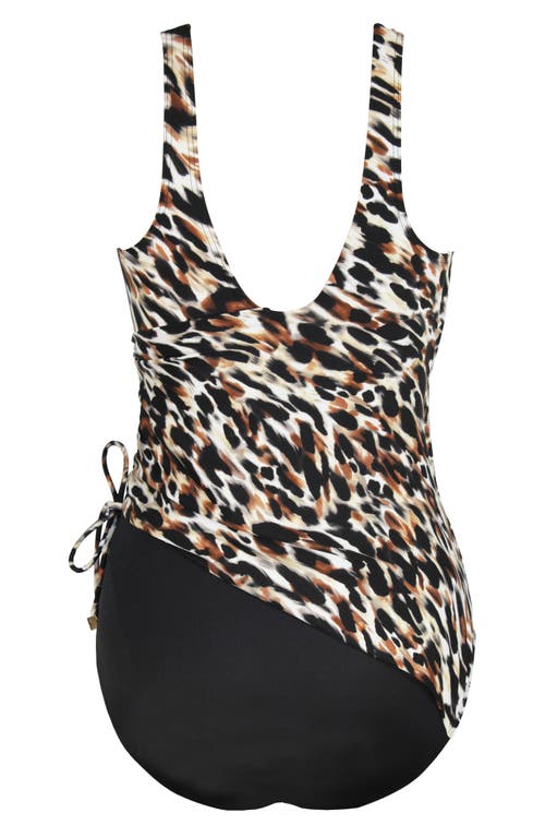 Miraclesuit Fur Realz Ruched One-piece Swimsuit In Brown Multi
