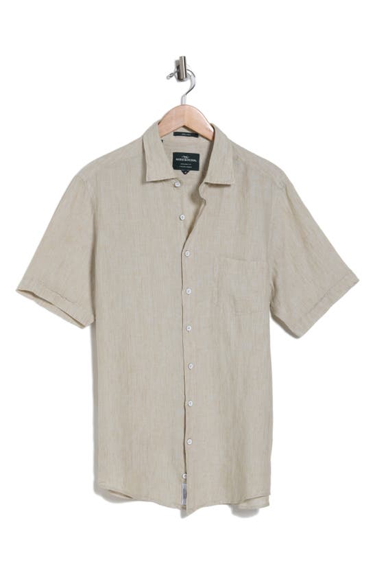 Rodd & Gunn Waiheke Original Fit Short Sleeve Linen Button-up Shirt In Gray