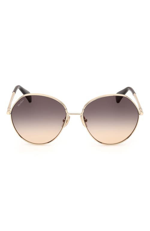 Max Mara Menton 57mm Round Sunglasses in Gold /Gradient Smoke at Nordstrom