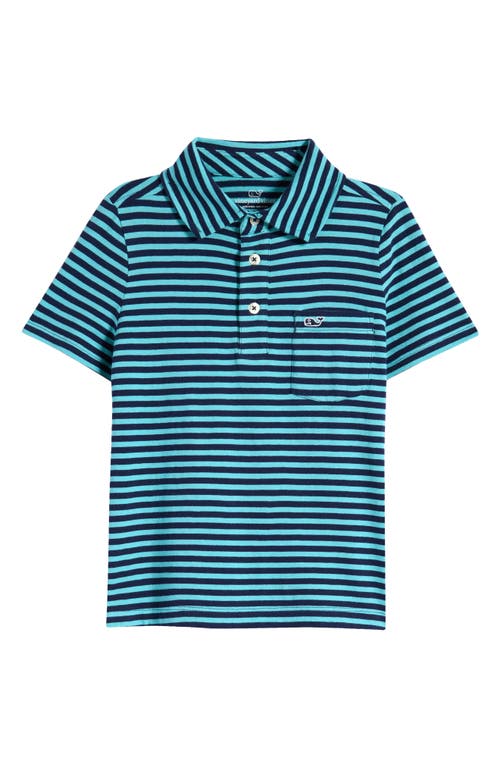 Shop Vineyard Vines Kids' Island Stripe Pocket Polo In Schoon Stp Naut Nvy