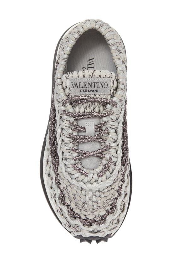 Shop Valentino Braided Sneaker In Silver