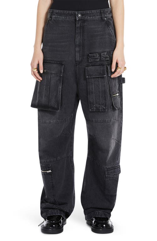 SPORTMAX Oversize Cotton Nonstretch Cargo Jeans in Black at Nordstrom, Size 31