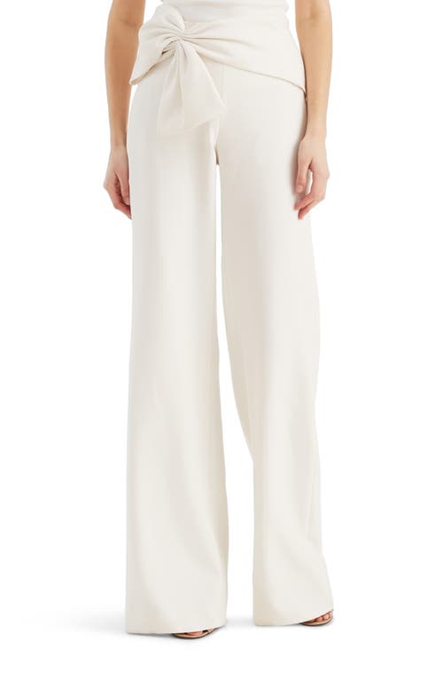 Sachin & Babi Whitley Bow Waist Stretch Crepe Trousers in Ivory at Nordstrom, Size 6