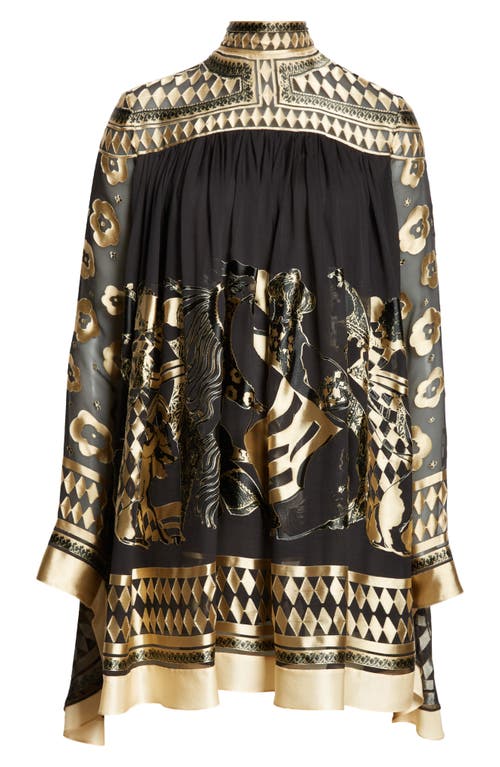 Shop Zimmermann Illustration Otto Jacquard Long Sleeve A-line Minidress In Black/tea