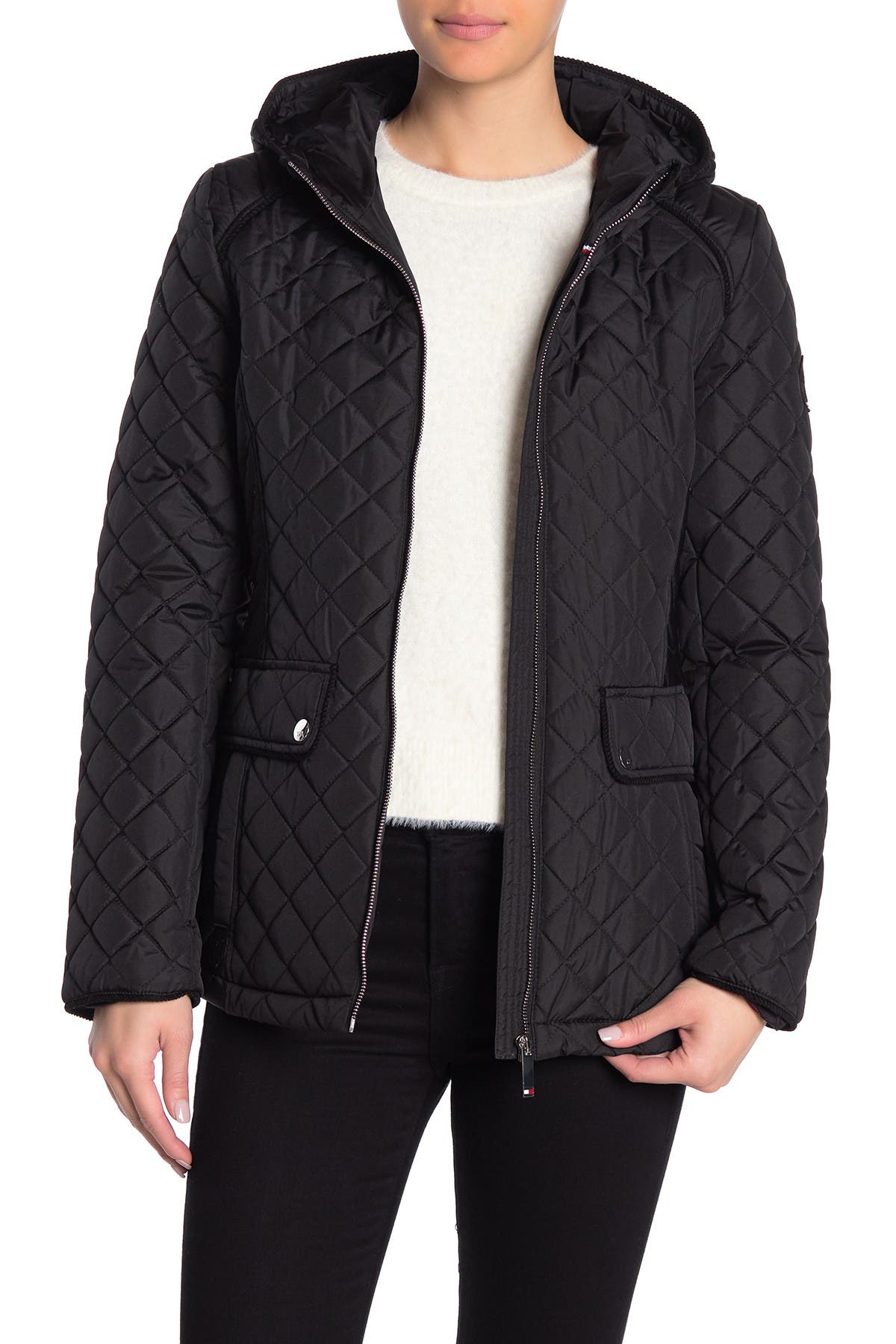 tommy jeans quilted hooded coat