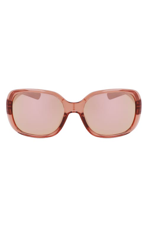 Nike Audacious 135mm Square Sunglasses in Fossil Rose/Rose Gold Mirror at Nordstrom