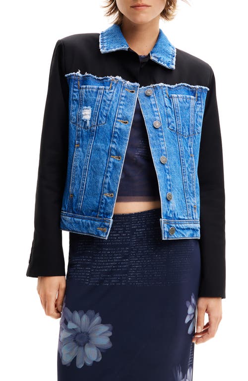 Desigual Hybrid Trucker Jacket Blue at Nordstrom,