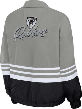 Las Vegas Raiders WEAR by Erin Andrews Women's Full-Zip Varsity Jacket -  Black/White