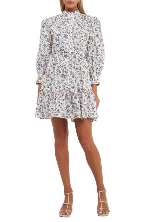English Factory Floral Balloon Sleeve Shirtdress in White Multi at Nordstrom, Size Small