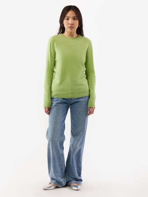 Shop Gobi Cashmere Crew Neck Sweater In Jade Lime