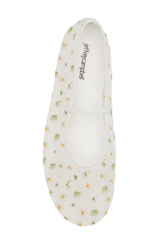 Shop Jeffrey Campbell Dancer Embroidered Mary Jane Flat In White Daisies