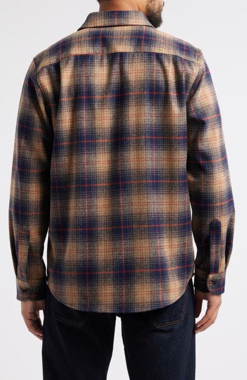 Pendleton Lodge Plaid Button-up Wool Shirt In Brown/navy/red Plaid