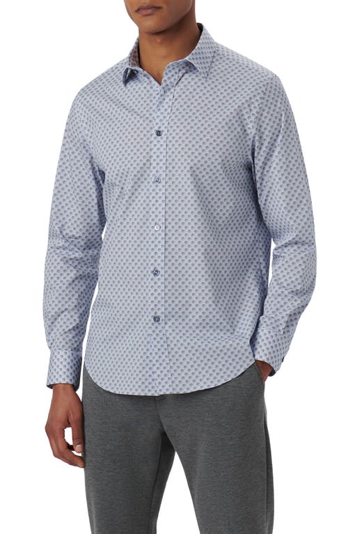 Bugatchi Julian Shaped Fit Abstract Dot Print Button-Up Shirt Air-Blue at Nordstrom,