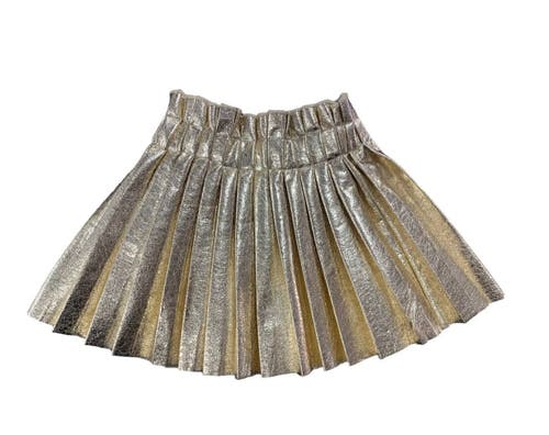 Lola + The Boys Babies'  Foil Pleated Skirt In Gold