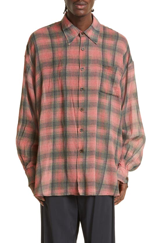 Our Legacy Borrowed Shirt Big Lumbercheck Print In Pink | ModeSens