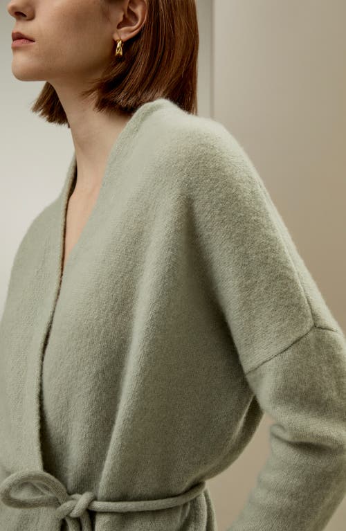 Lilysilk Lounge Wrap Wool Knit Cardigan For Women In Pale Turquoise