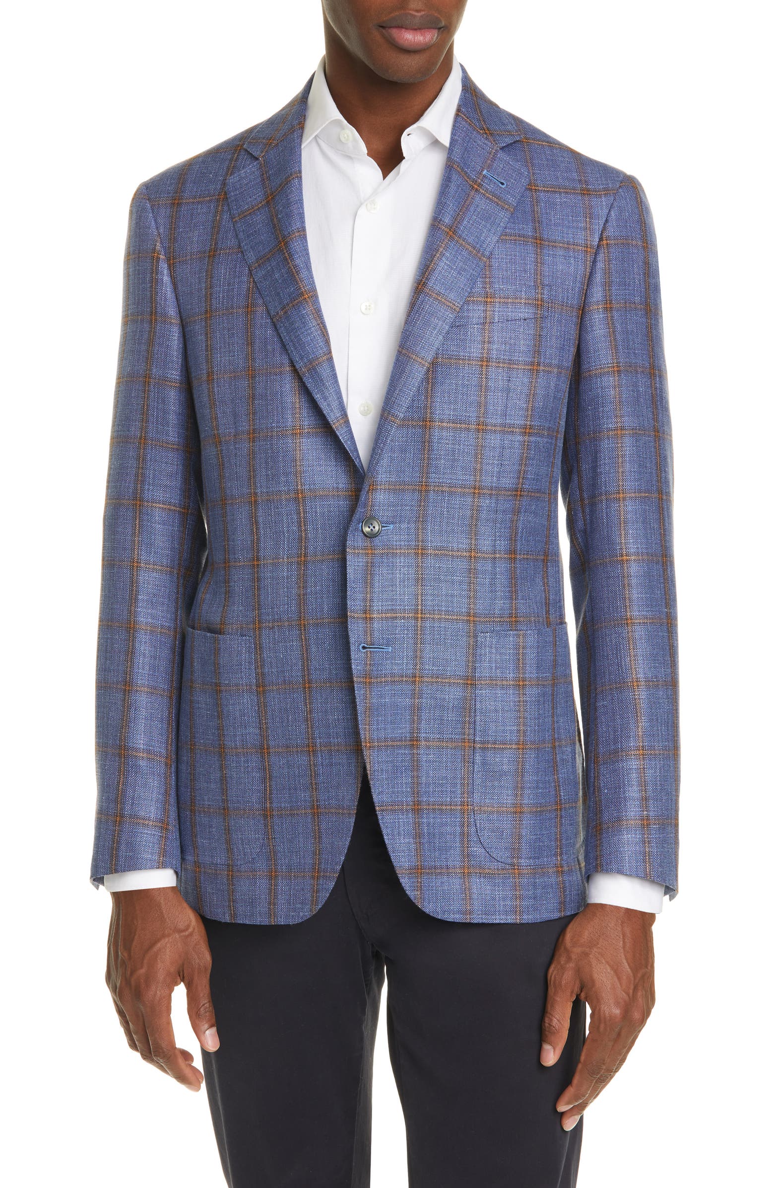 Canali Kei Classic Fit Windowpane Wool Blend Sport Coat | Nordstrom