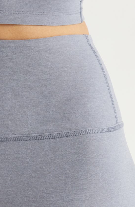 Shop Beyond Yoga Keep Pace Space Dye Bike Shorts In Cloud Gray Heather