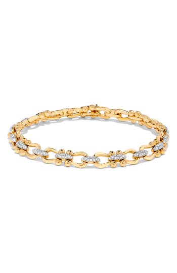 H.j. Namdar 14k Yellow Gold Diamond Horseshoe Link Tennis Bracelet In Yellow And White Gold