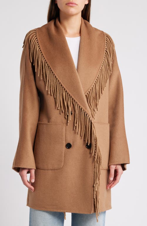 Shop Rails Hugo Fringe Detail Wool Blend Coat In Camel