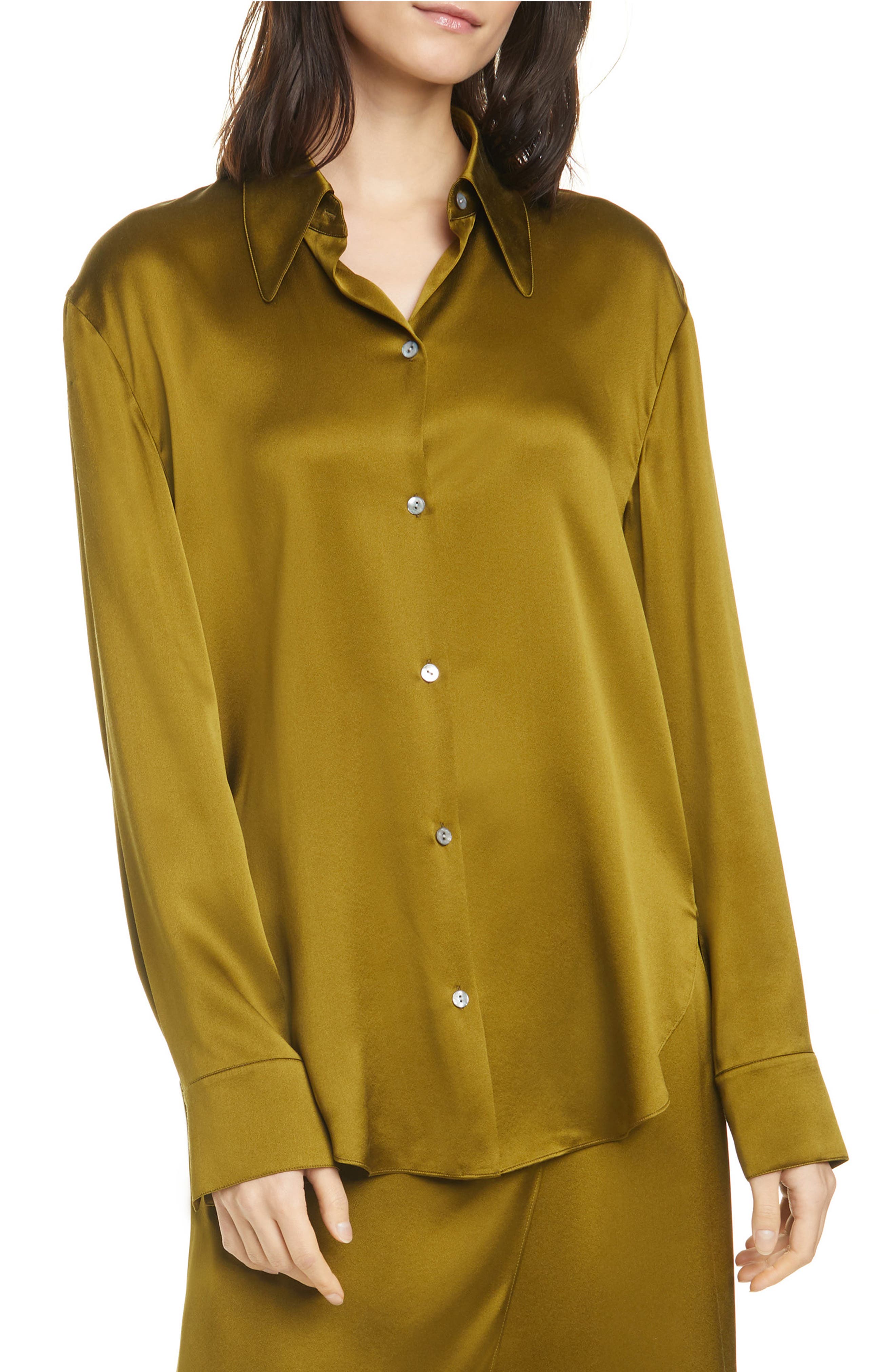 Vince Shaped Collar Silk Blouse Nordstrom Rack