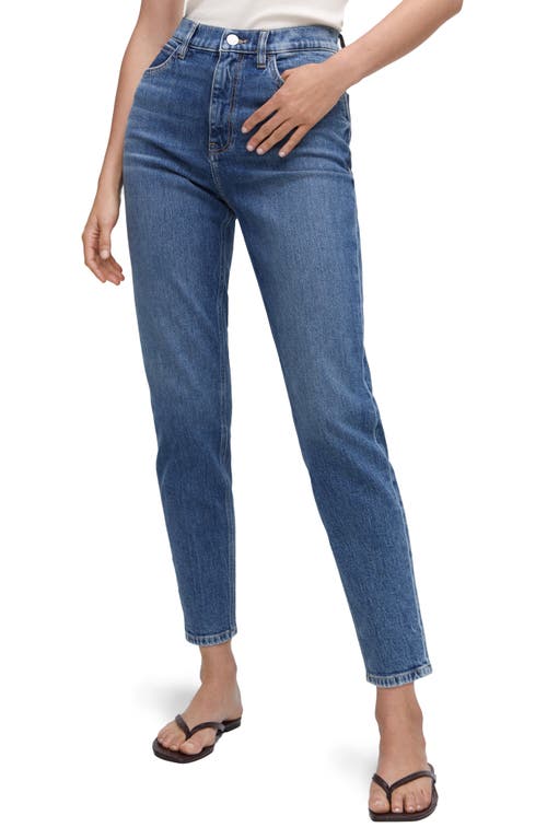 MANGO High Waist Ankle Tapered Mom Jeans Dark Blue at Nordstrom,
