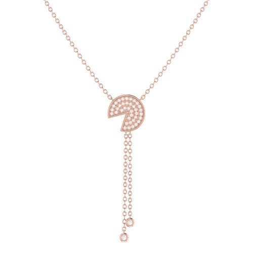 Luvmyjewelry Pac Man Candy Sterling Silver Diamond Lariat Necklace In 14kt Rose Gold Vermeil
