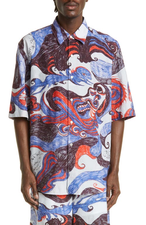Lemaire x Noviadi Angkasapura Print Oversize Short Sleeve Shirt in 