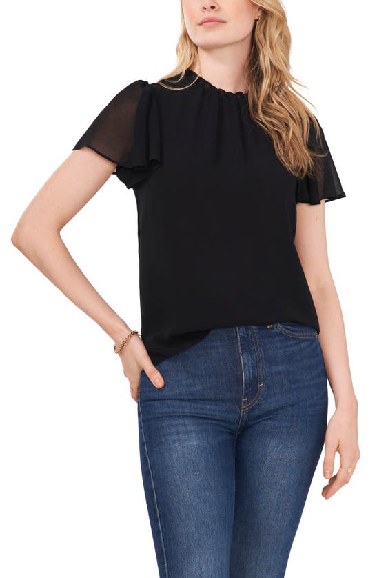 1.STATE SHIRRED CHIFFON BLOUSE