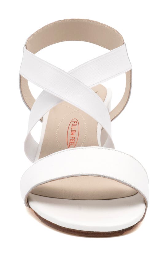 Shop Amalfi By Rangoni Elba Ankle Strap Sandal In White Parm/ White Stretch