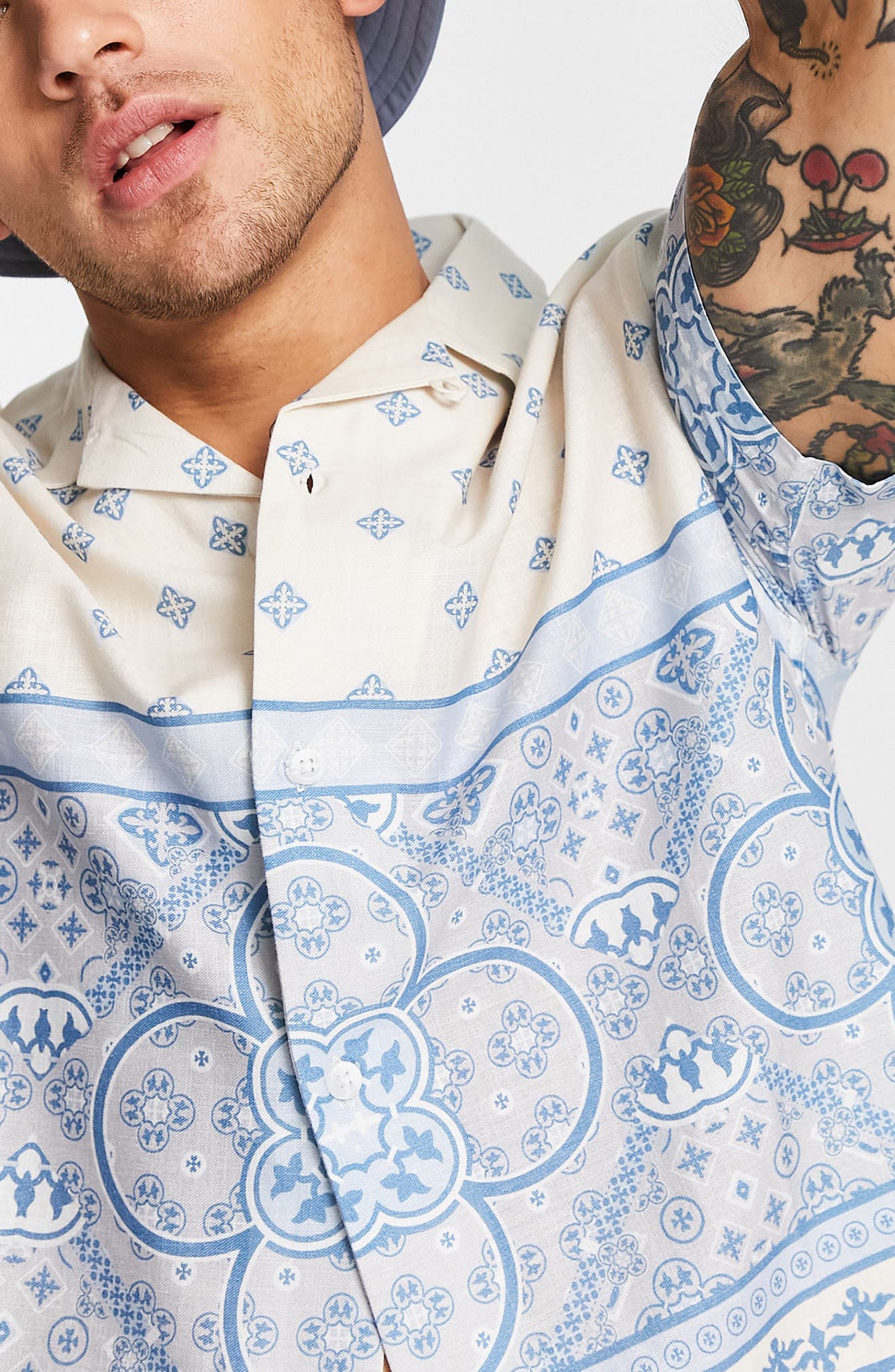 Topman Paisley Geo Print Button-Up 