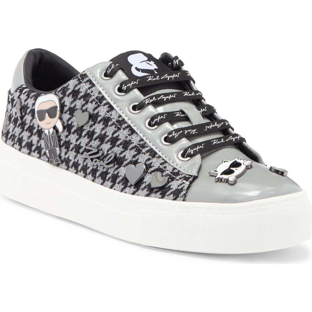 Karl Lagerfeld Paris Cate Pins Tweed Sneaker In Black/grey