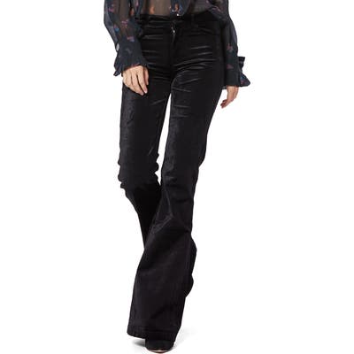 Paige Genevieve Flare Velvet Pants, Black