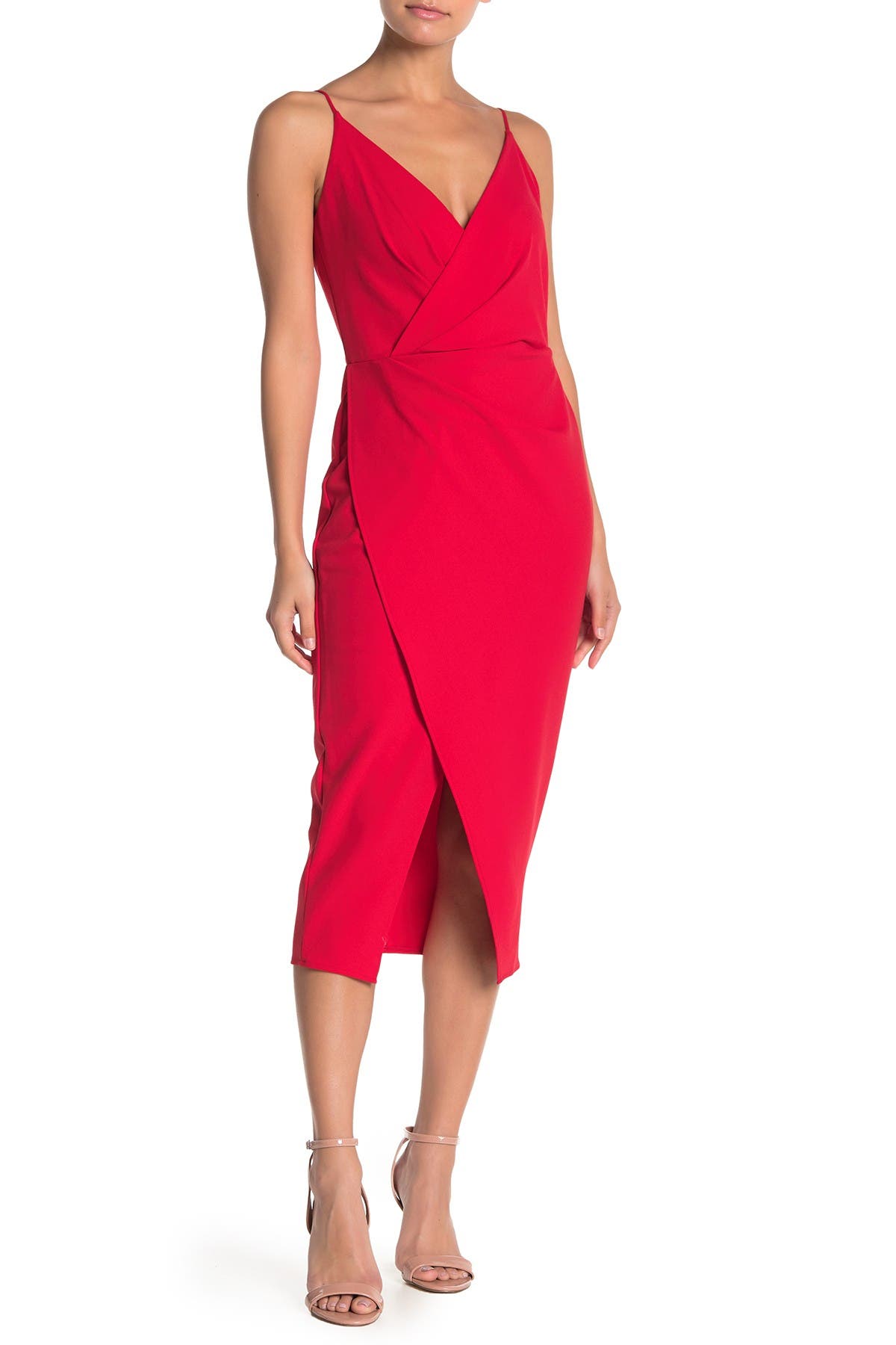 betsey johnson sleeveless faux wrap dress