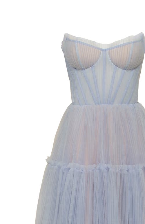 Milla Ocean Wave Tulle Maxi Dress With Ruffled Skirt, Garden Of Eden In Dark Blue