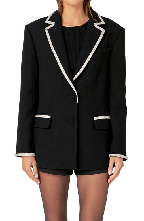 English Factory Rhinestone Trim Jacket In Black