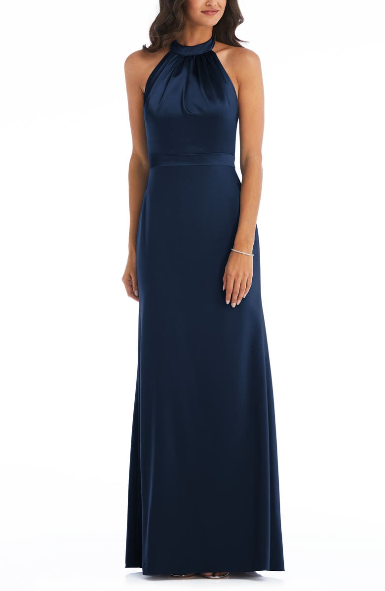 After Six Halter Neck Charmeuse & Crepe Gown | Nordstrom