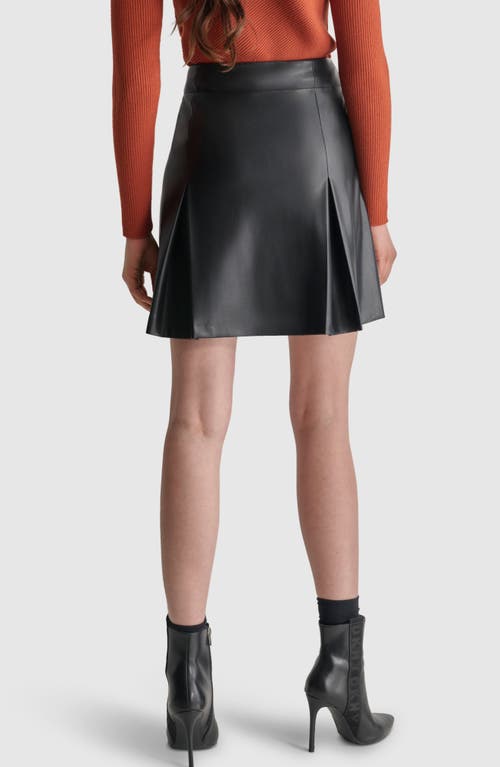 Shop Dkny Pleat Faux Leather Miniskirt In Black