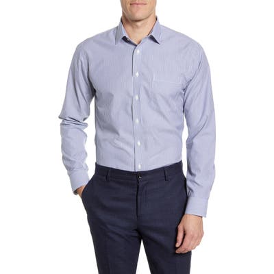 Nordstrom Shop Smartcare Trim Fit Stripe Dress Shirt - Blue