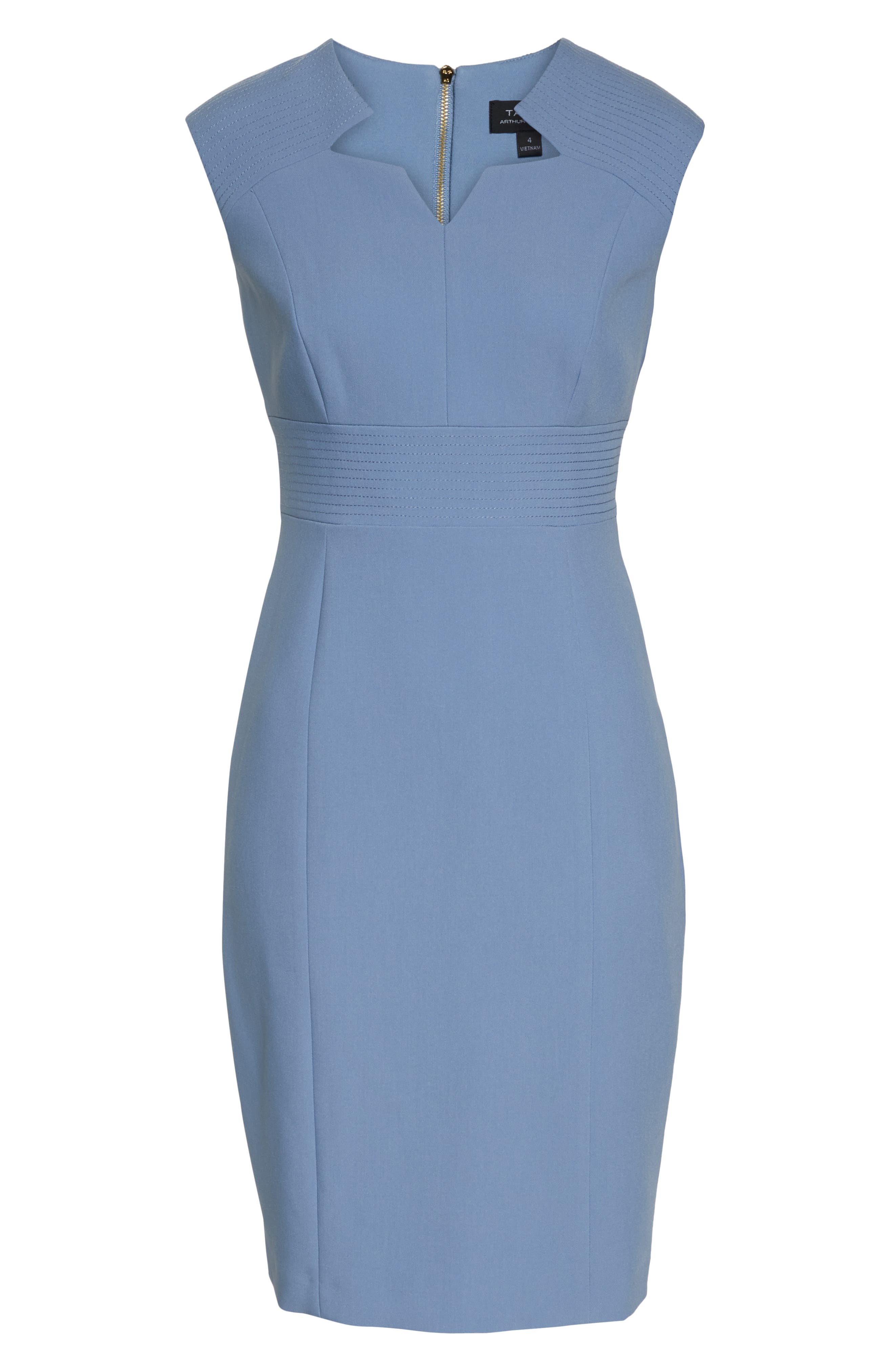 tahari star neckline crepe sheath dress