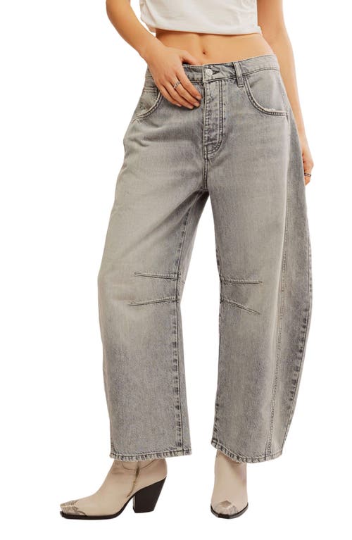 Shop Free People Good Luck Barrel Jeans In Falcon Grey